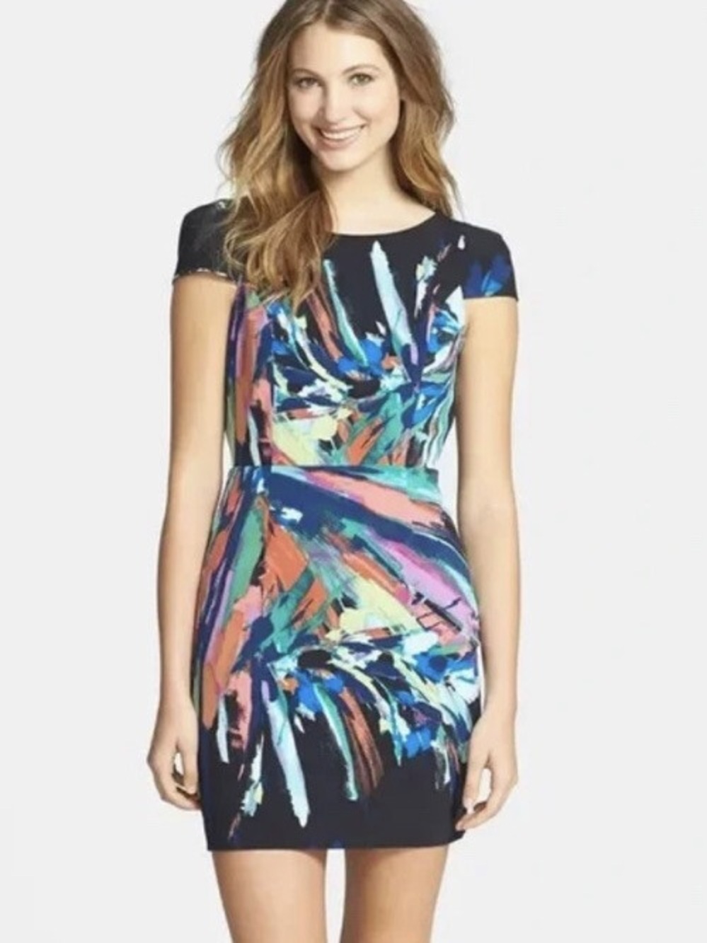 Maia | Splatter Print Open Back Sheath Dress, size 6